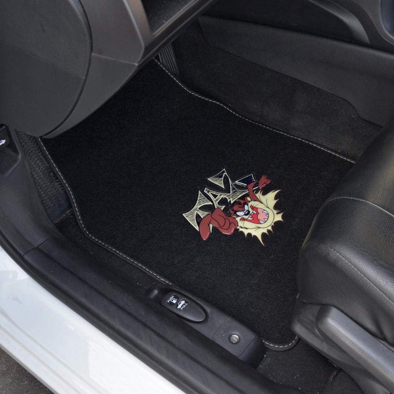 BDK Warner Bros Looney Tunes Tazmanian Devil Universal Fit Car Accessories 4pc Set Carpet Floor Mats - Front 26"x16.5", Rear 14"x16.5", No-Slip Grip Car Mats - Image 3